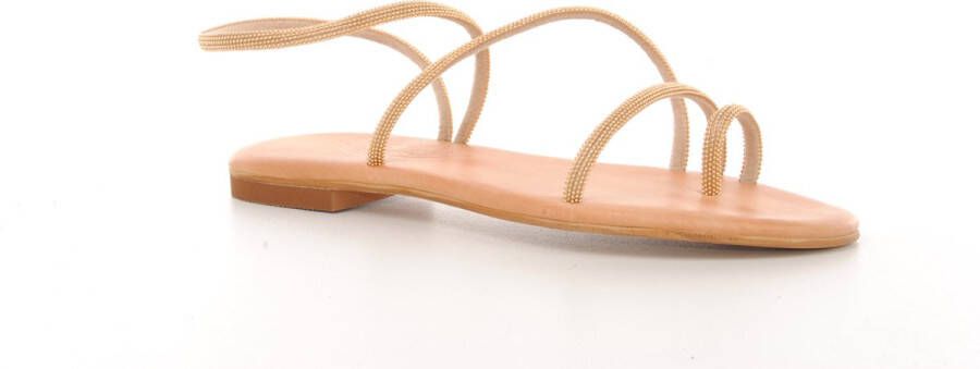 MAURY slipper Elisa in naturel leder met goud strass