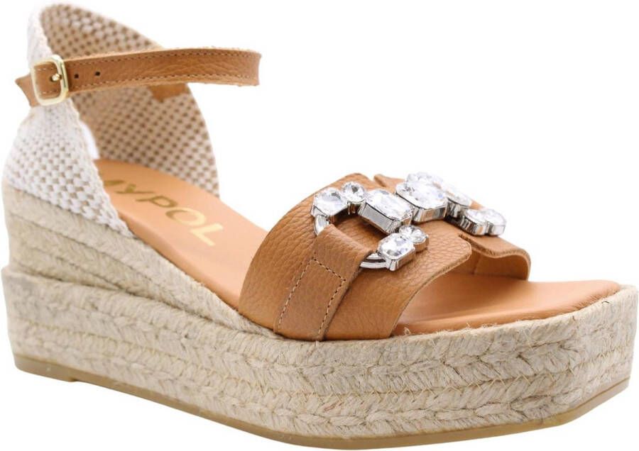 Maypol Stijlvolle Soca Sleehak Sandalen Brown Dames