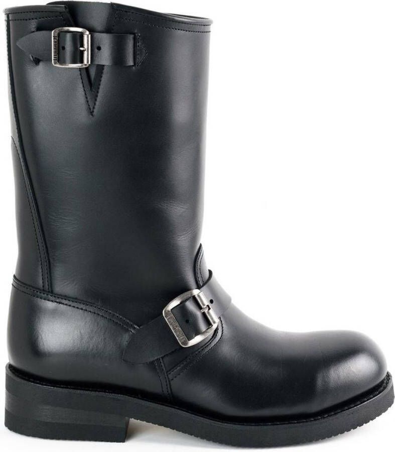 Mayura Boots 1590 Zwart Biker Motorlaarzen Heren Ronde Stalen Neus Anti Slip Zool Echt leer