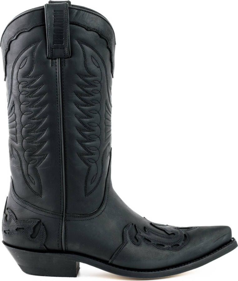 Mayura Boots 17 Zwart Cow Western Laarzen Spitse Neus Schuine Hak Waxed Leer