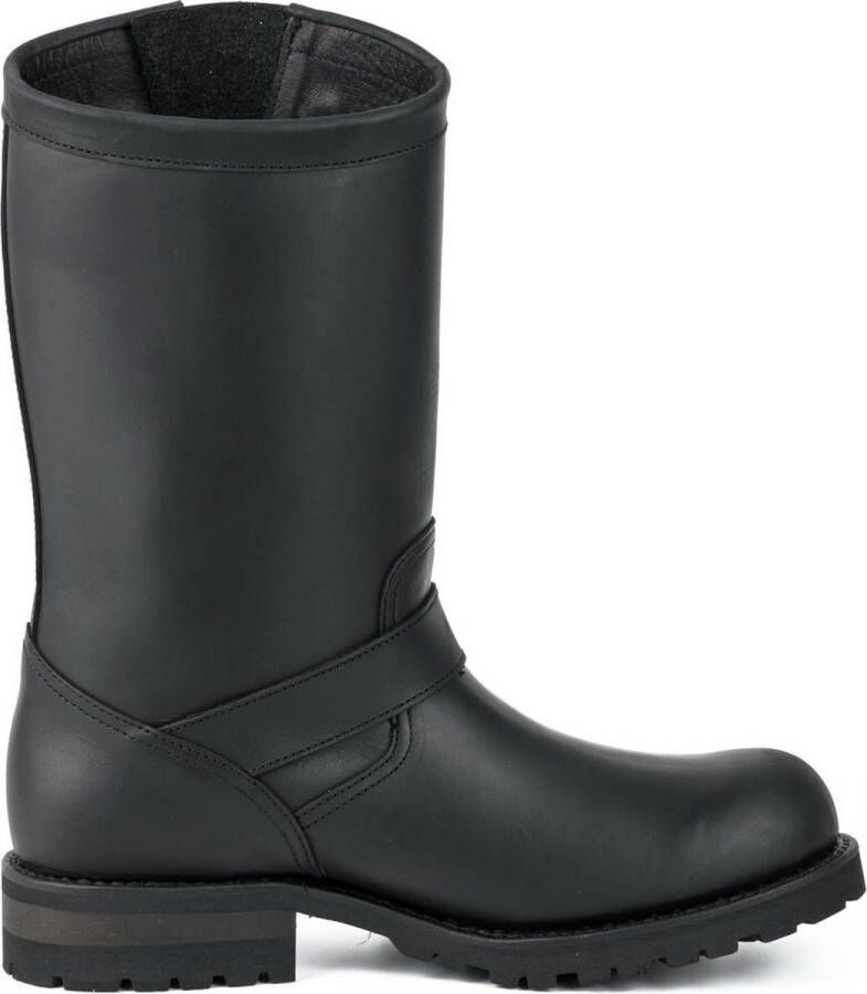 Mayura Boots 18 Zwart Biker Motorlaarzen Ronde Neus Anti Slip Zool Echt leer