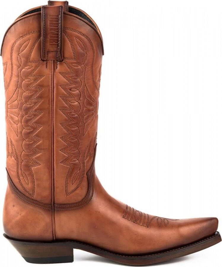 Mayura Boots 1920 Cognac Spitse Cowboy Western Line Dance Dames Heren Laarzen Schuine Hak Echt Leer