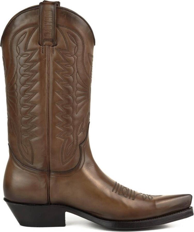 Mayura Boots 1920 Kastanje Bruin Spitse Cow Western Line Dance Laarzen Schuine Hak Echt Leer