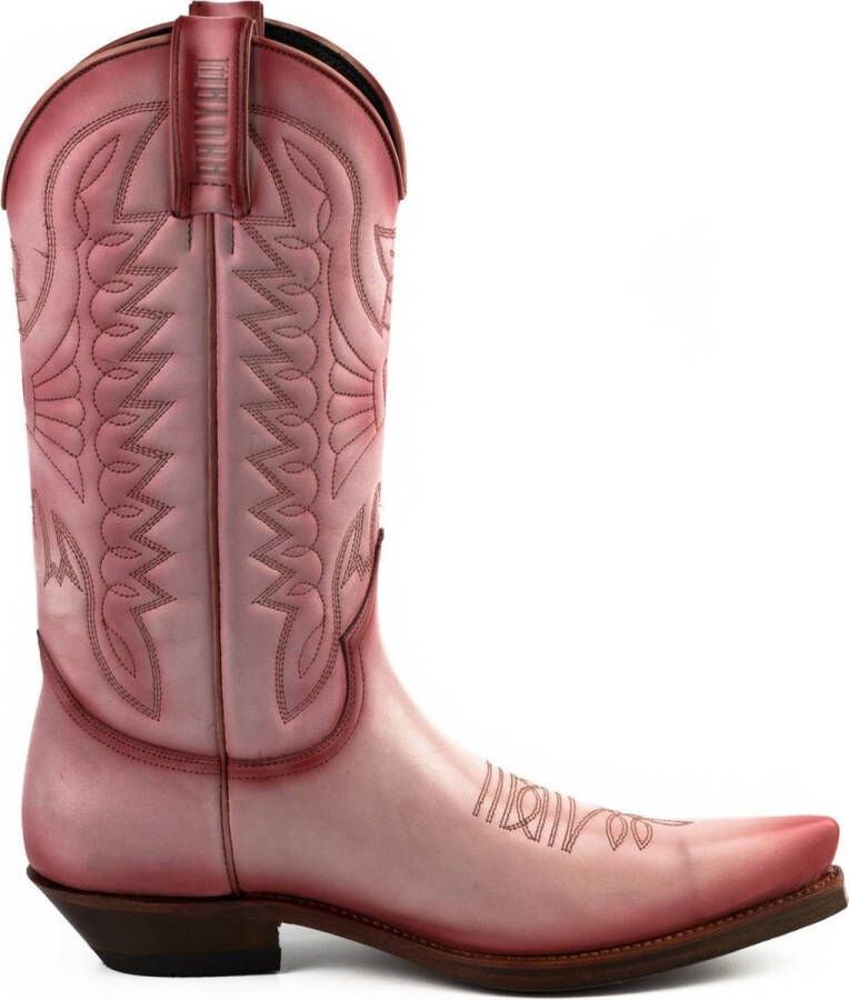 Mayura Boots 1920 Roze Spitse Cowboy Western Line Dance Dames Heren Laarzen Schuine Hak Echt Leer