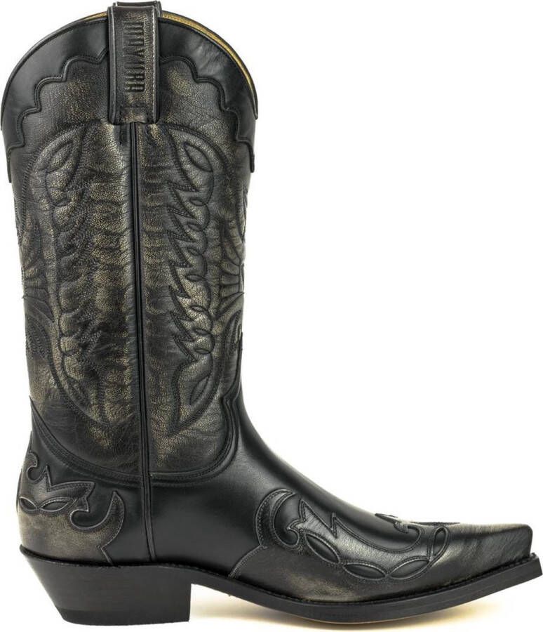 Mayura Boots 1927 Zwart Spitse Cowboy Western Dames Heren Laarzen Schuine Hak Two Tone Echt Leer