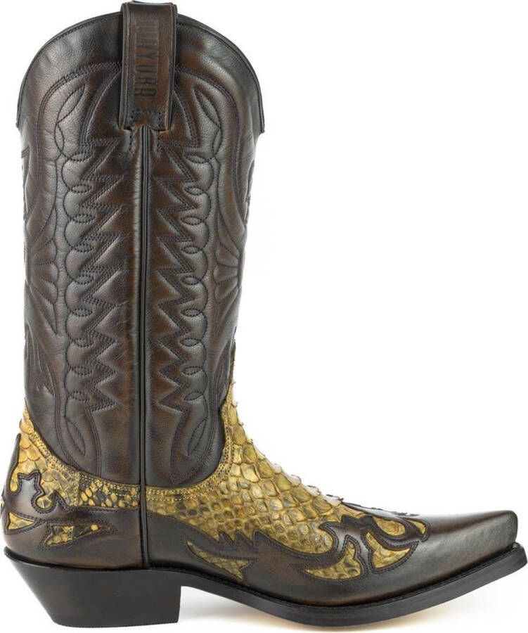 Mayura Boots 1935P Bruin Camel Spitse Cow Western Laarzen Schuine Hak Rechte Schacht Treklussen Goodyear Welted