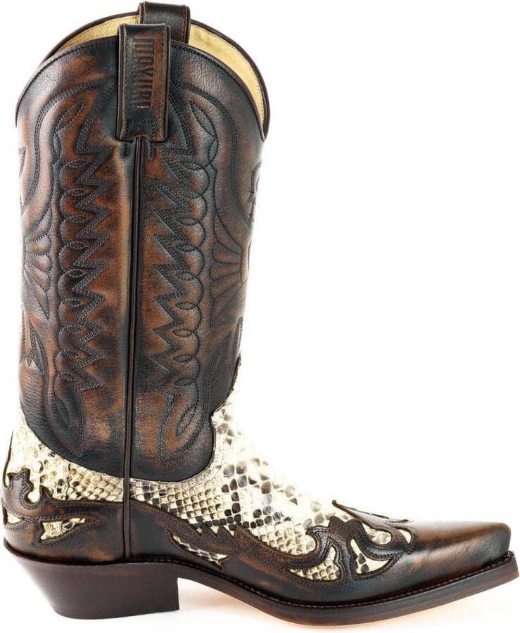 Mayura Boots 1935P Bruin Natural Spitse Cow Western Laarzen Schuine Hak Rechte Schacht Treklussen Goodyear Welted