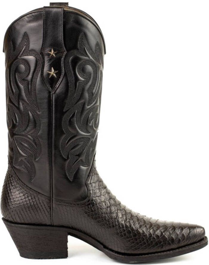 Mayura Boots Alabama 2524 Zwart Dames Westernlaars Spitse Neus Hak Hoge Schacht Echt Leer