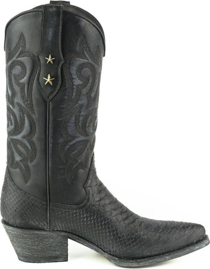 Mayura Boots Alabama 2524 Zwart Lavado Dames Westernlaars Spitse Ne cm Hak Hoge Schacht Echt Leer