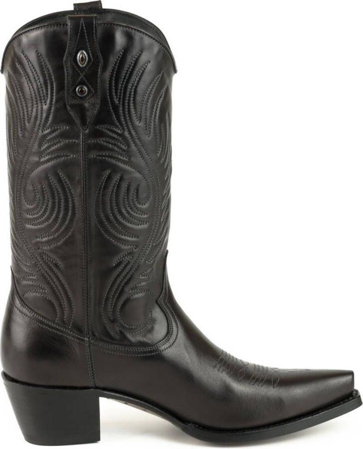 Mayura Boots Virgi 2536 Zwart Dames Western Laarzen Sierstiksel Spitse Neus Rechte Schacht Hoge Hak Glad Leer