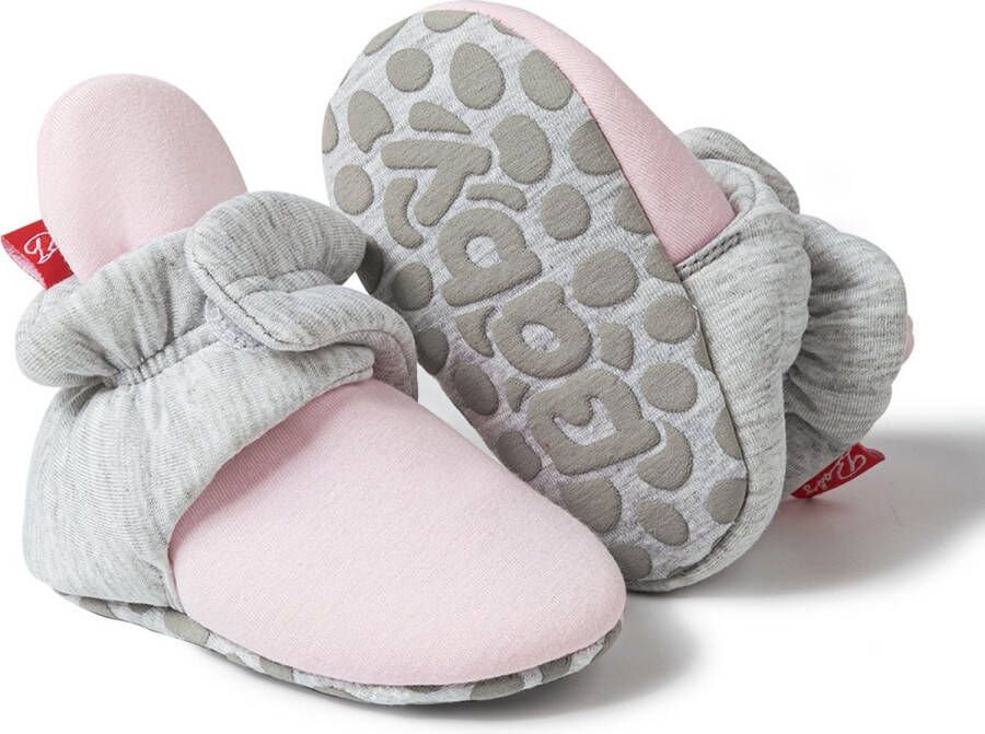 MCBOSON babyslofjes antislip warme slofjes voor je baby fleece stepper Roze slofjes voor je baby dreumes en peuter voor en