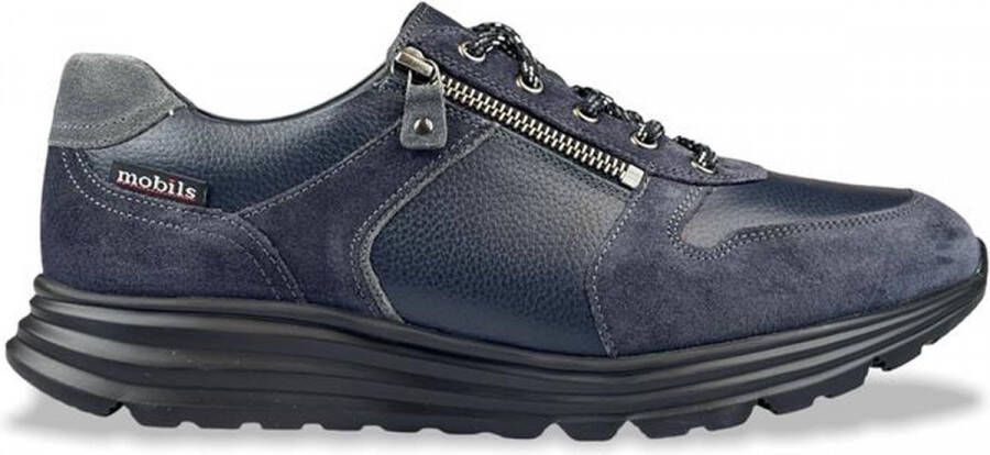 Mephisto Brayan Blauw sportieve veterschoen donkere zool