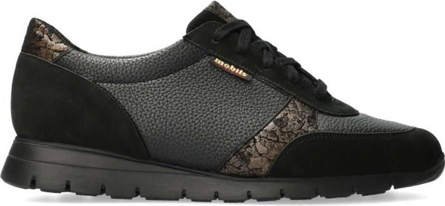 Mephisto Ergonomische Leren Sneaker Zwart Black Dames