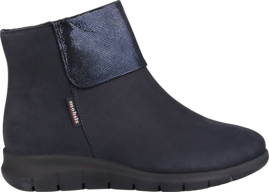 Mephisto Warmgevoerde brede pasvorm enkellaars Blauw Blue Dames