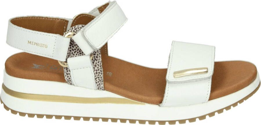 Mephisto Wit leren sleehak sandaal met comfort technologie Beige Dames