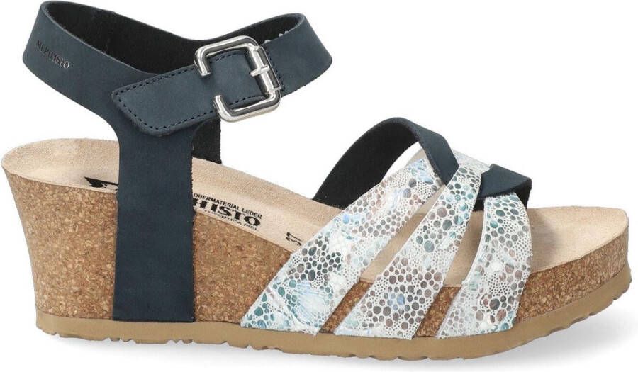 Mephisto Blauwe damessandaal met klittenbandsluiting Multicolor Dames