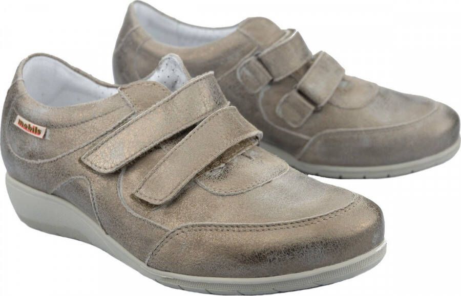 Mephisto Mobils JENNA Dames Sneaker Metallic Zilver Breed Leest