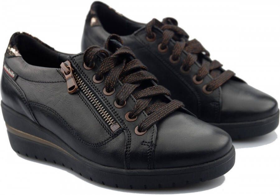 Mephisto Patsy Dames Sneaker Zwart Leer Brede Pasvorm Black Dames