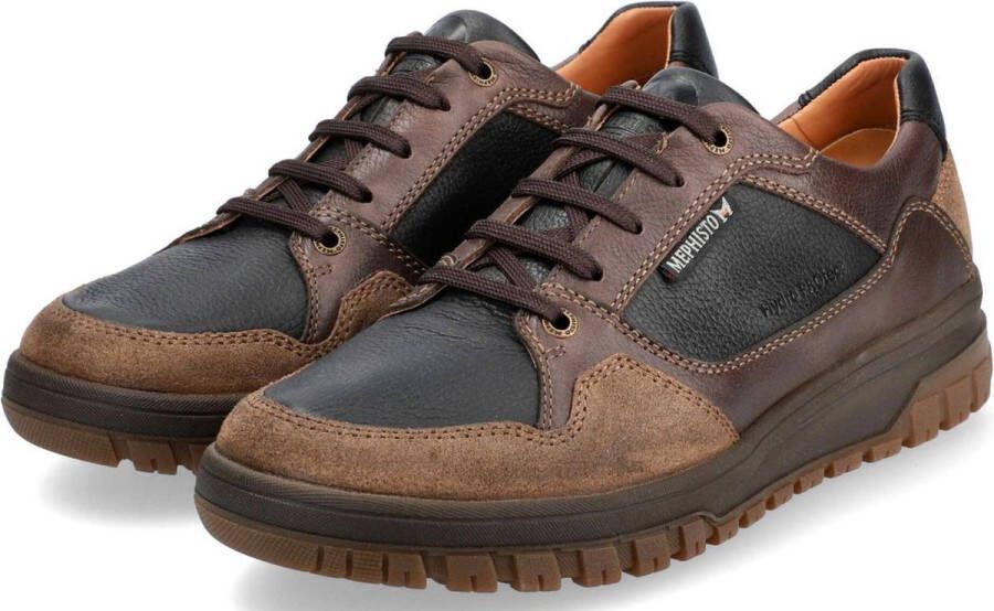 Mephisto Heren Veterschoen Bruin Blauw Leer Suède Waterbestendig Brown Heren