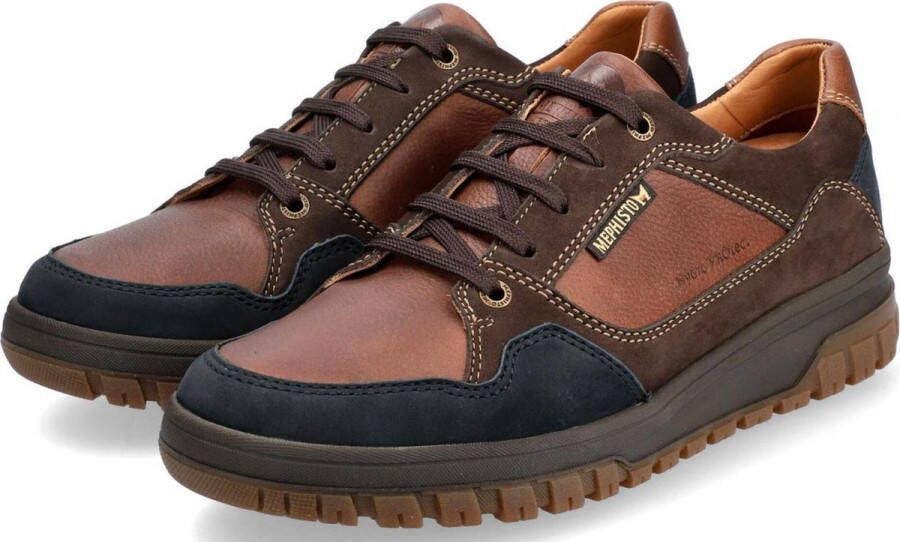 Mephisto Heren Veterschoen Bruin Blauw Leer Suède Waterbestendig Brown Heren