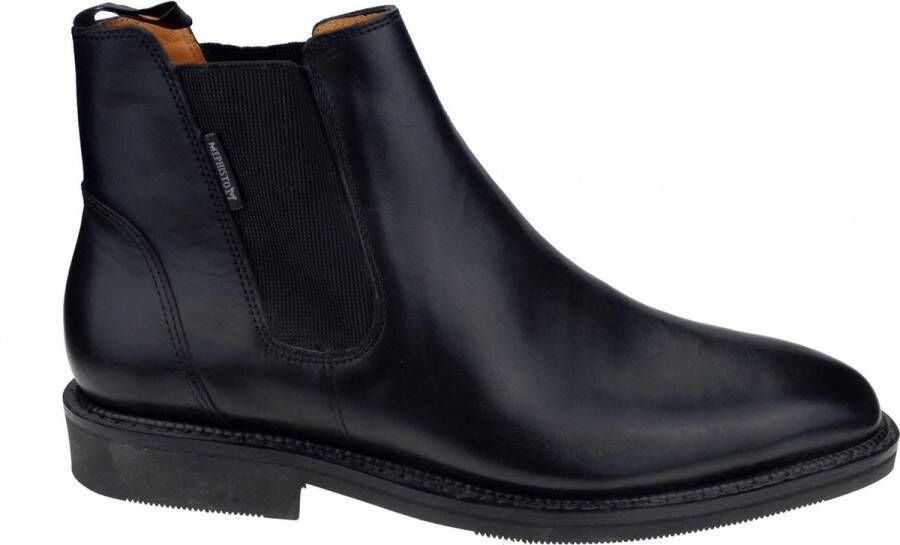 Mephisto Zwarte Leren Chelsea Stijl Enkellaars Black Heren