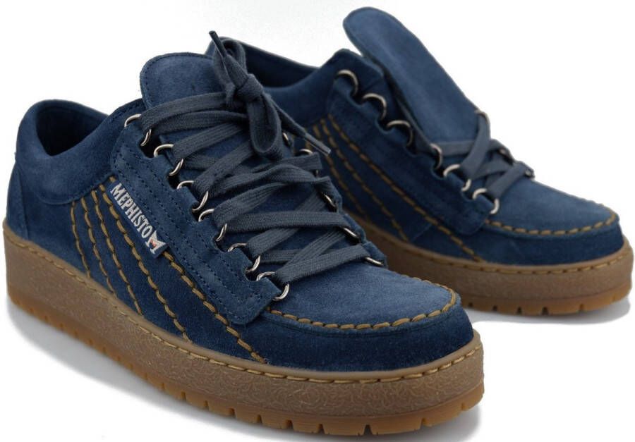 Mephisto Regenboog Veterschoen Originals Blue Heren