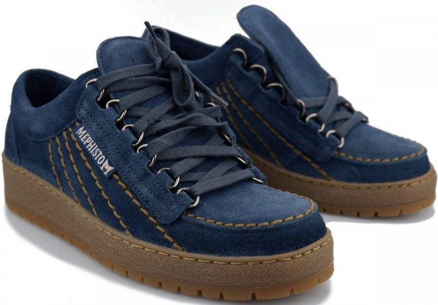 Mephisto Regenboog Veterschoen Originals Blue Heren