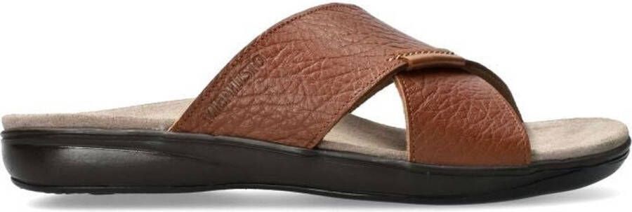 Mephisto Bruine Leren Slide Sandaal Brown Heren