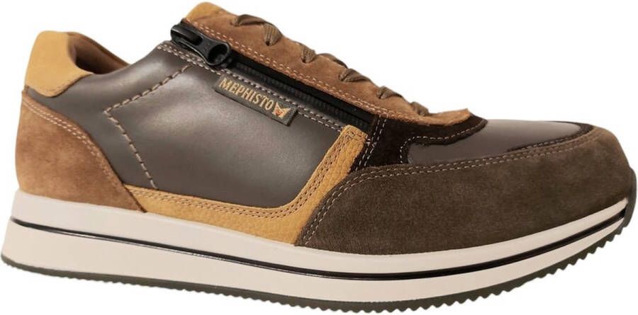 Mephisto Sneaker Gilford Khaki Groen Bruin Combi