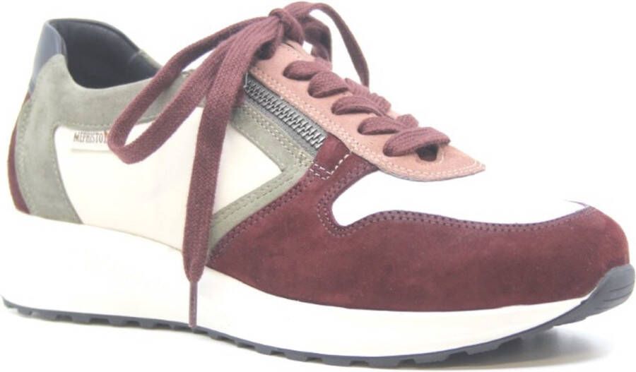 Mephisto Sneaker Kim Cordovan Bordeaux Roze Groen