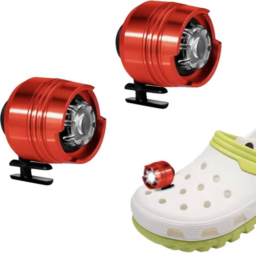 Crocs Koplampen Crocs lamp Lampjes Crocs Licht Crocs Jibbitz 2 stuks LED Waterdicht Batterijen inbegrepen Rood Alluminium Trend Schoenen Veiligheid Crocs light Crocs shoes Crocs Headlights