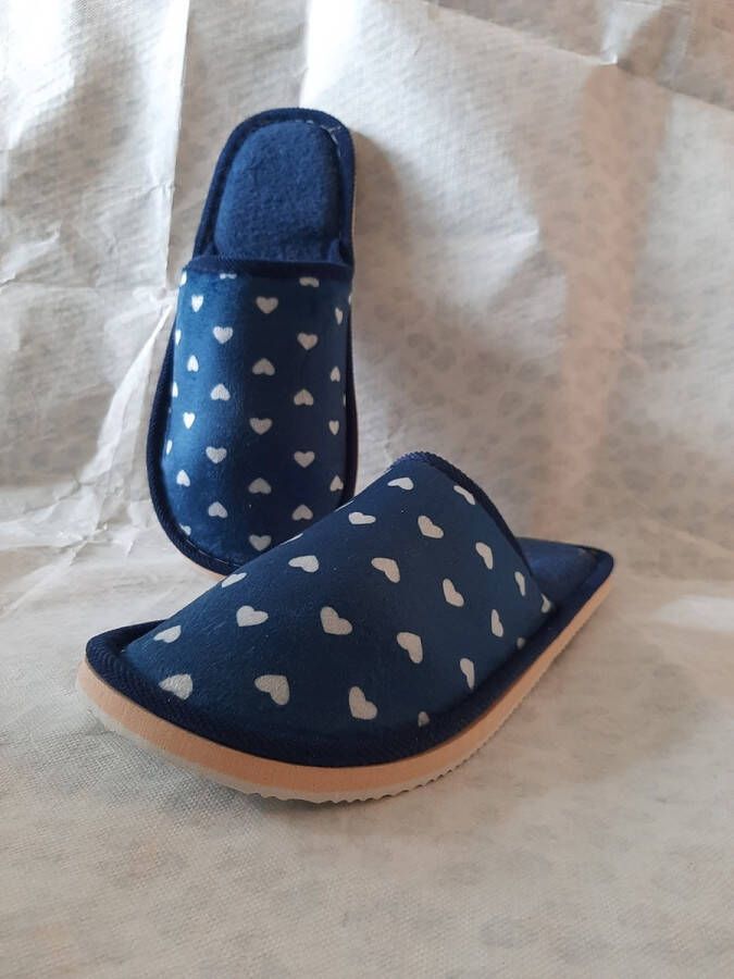 Merkloos pantoffels instappers blauw