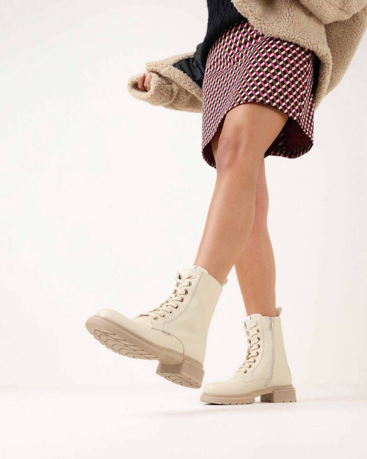 Mexx Laarzen Holea Off white Dames Boots Vetersluiting Laarzen dames