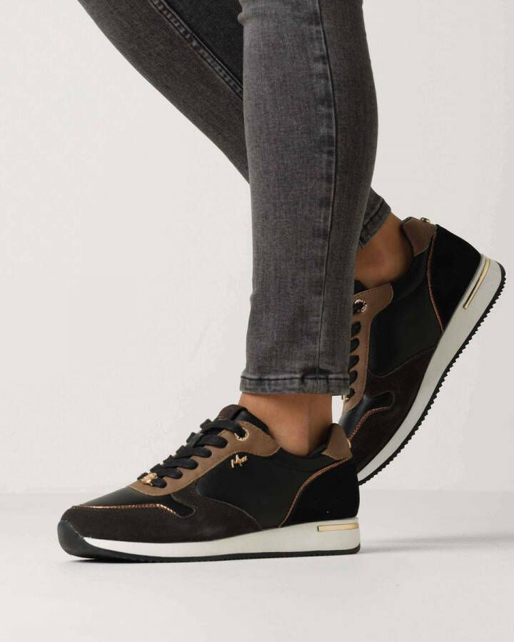 Mexx Sneaker Eke Zwart Bruin Dames Sneakers