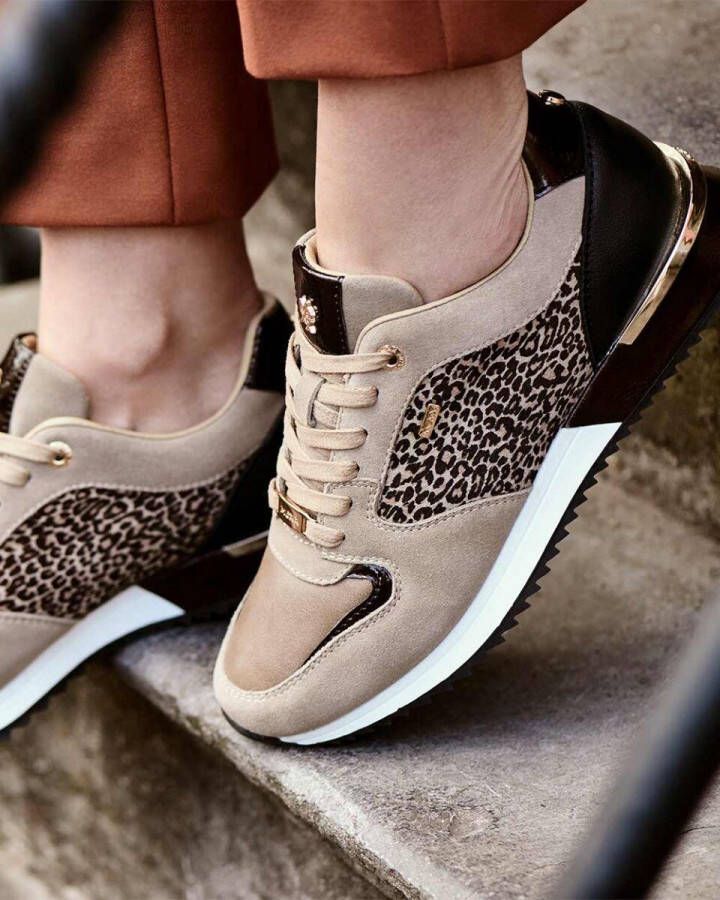 Mexx Sneaker Fleur Taupe luipaard Dames