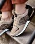 Mexx Fleur suède sneakers met panterprint taupe - Thumbnail 12