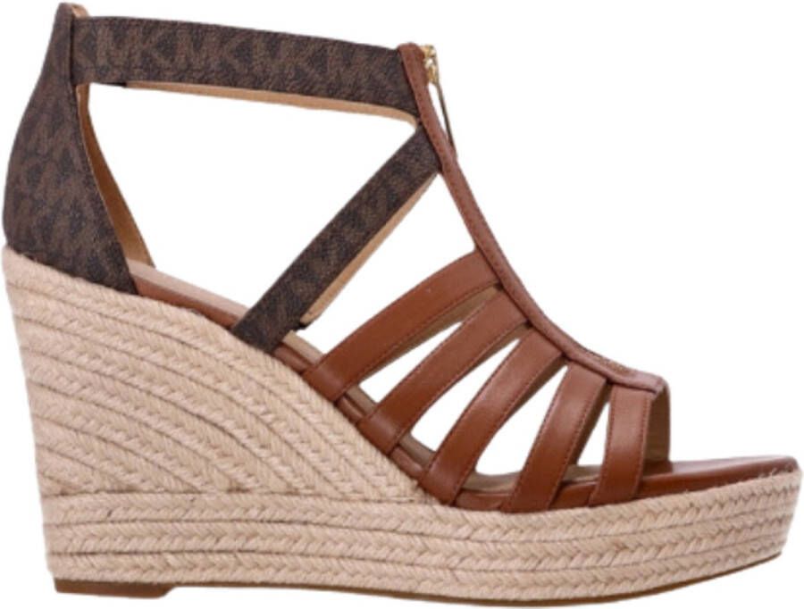 Michael Kors Bradley Wedge Dames Sandalen met Hak Brown Luggage