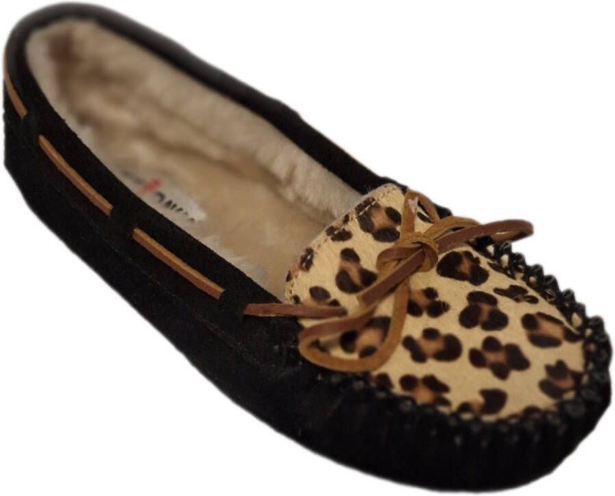 Minnetonka -MOCASSIN-BLACK-LEOPAR-MOCASSIN-BLACK-LEOPARD NOSE-40D NOSE