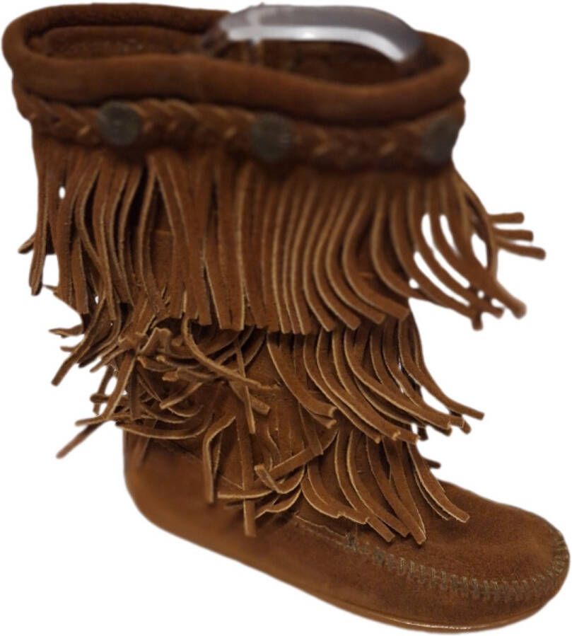 Minnetonka -MOCASSIN-BROWN-TRIPLE FRINGE-SUEDE