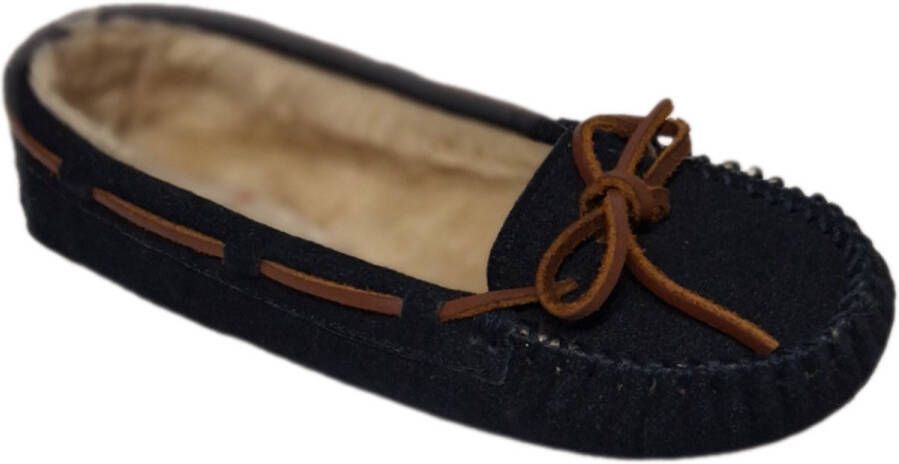 Minnetonka -MOCASSIN-DARK NAVY-SUEDE-GEVOERD