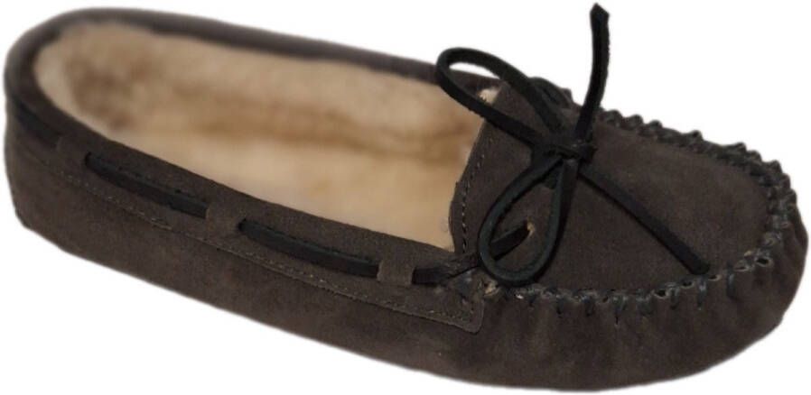 Minnetonka -MOCASSIN-GREY-SUEDE-GEVOERD