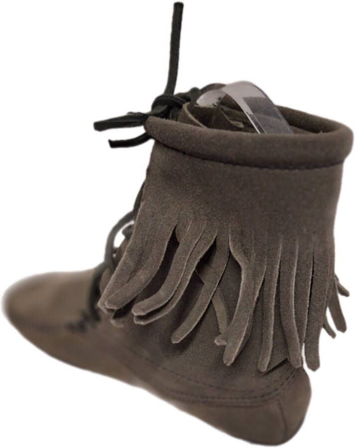 Minnetonka -MOCASSIN-HALF HOOG-SINGLE FRINGE-GREY