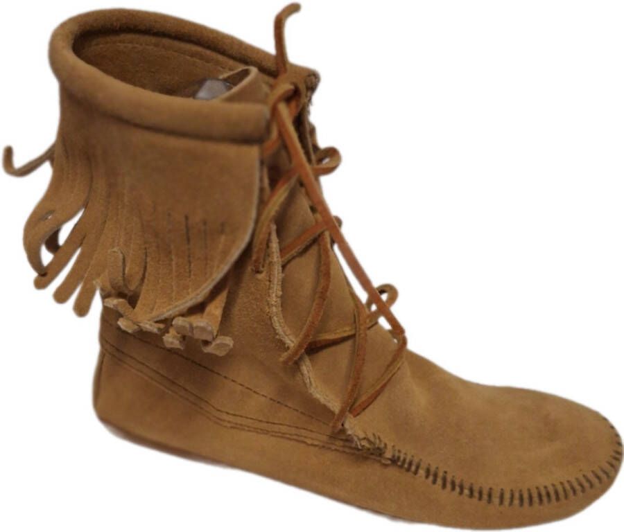 Minnetonka -MOCASSIN-HALF HOOG-SINGLE FRINGE-TAN