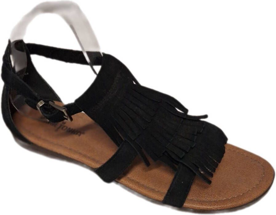 Minnetonka -SANDAL SLIPPER-BLACK-SUEDE-TRIPLE FRINGE