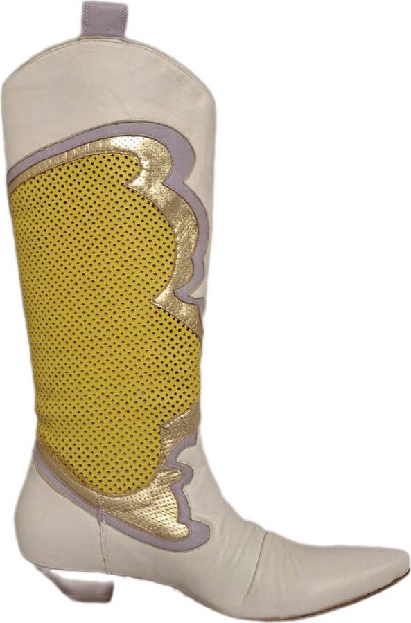 Miss Sixty -SECTRET BOOTS-YELLOW WHIE-LEER