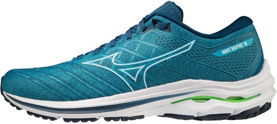 Mizuno Wave Inspire 18 Heren Sportschoenen Hardlopen Weg blauw wit