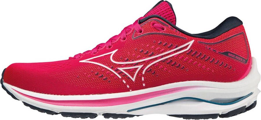 Mizuno Wave Rider 25 Dames Sportschoenen Hardlopen Weg roze wit