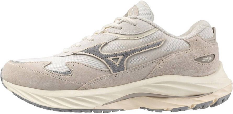 Mizuno Wave Rider ß | White Sand Ultimate Gray Wit Suede Lage sneakers