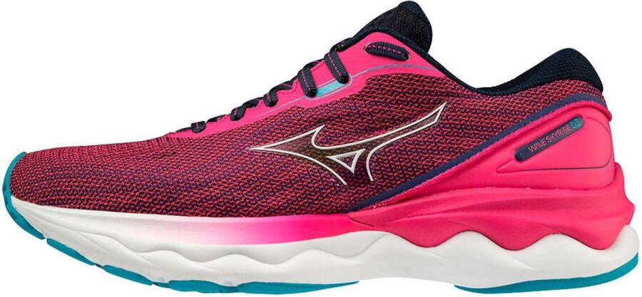 Mizuno Wave Skyrise 3 Hardloopschoenen Pink Peacock White Algiers Blue Dames