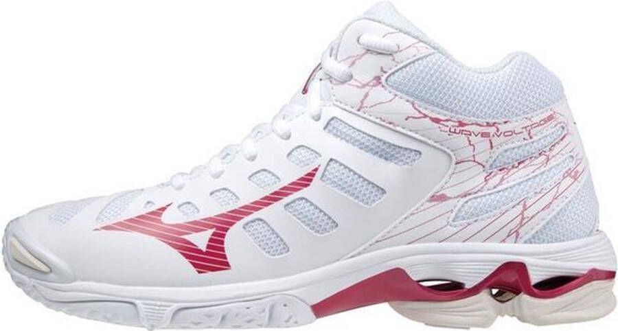 Mizuno Wave Voltage Mid Dames Sportschoenen Volleybal Indoor wit rood